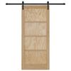 vidaXL Sliding Door Natural and Black 86 x 198.5 cm Solid Pine Wood