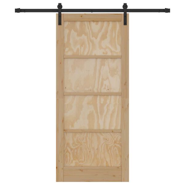 vidaXL Sliding Door Natural and Black 86 x 198.5 cm Solid Pine Wood