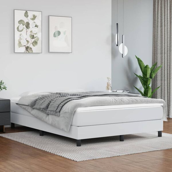 vidaXL Box Spring Bed Frame White Double Faux Leather (UK/IE/FI/NO only)
