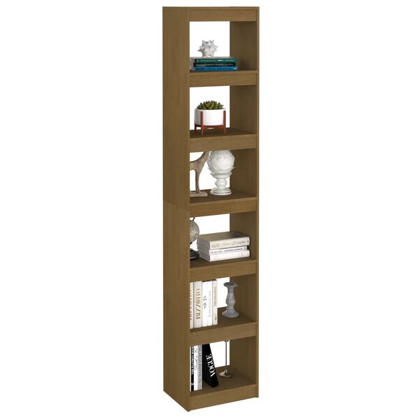 vidaXL Book Cabinet/Room Divider Honey Brown Solid Pinewood