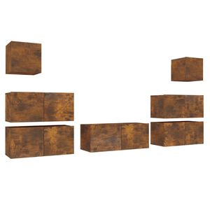 vidaXL 7 Piece TV Cabinet Set Smoked Oak Engineered Wood
