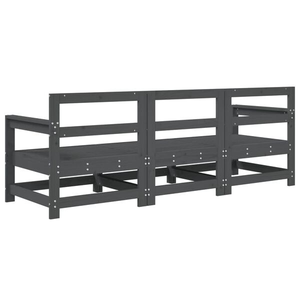 vidaXL 3 Piece Garden Lounge Set Grey Solid Wood Pine