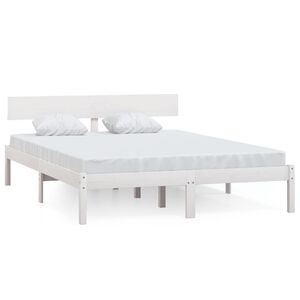 vidaXL Bed Frame without Mattress White Solid Wood 140x200 cm