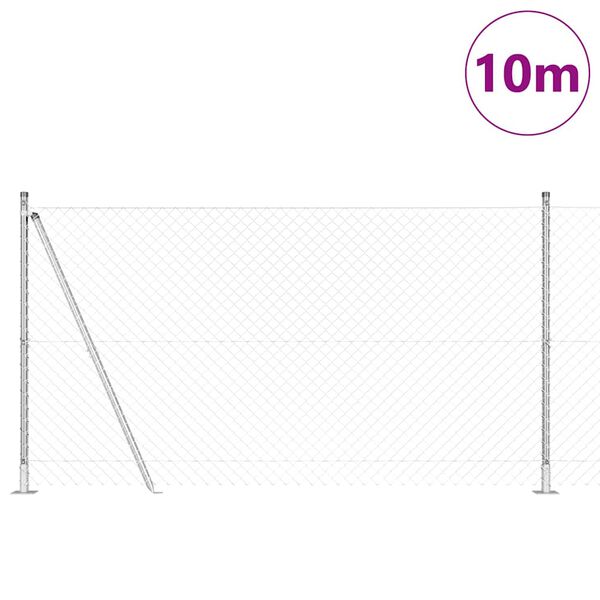 vidaXL Fence Post Silver 10 x 1.2 m (40 x 40 mm mesh) Steel