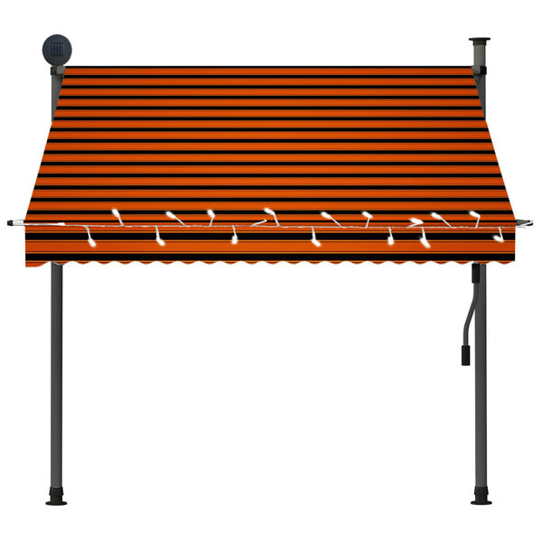 vidaXL Manual Retractable Awning with LED 200 cm Orange and Brown