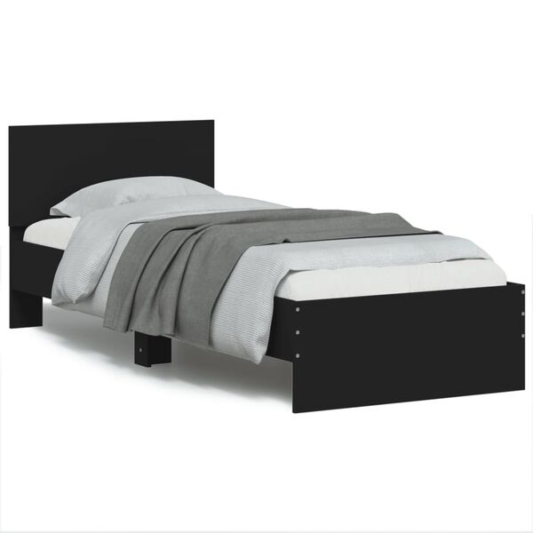 vidaXL Bed Frame without Mattress with Headboard Black 75x190 cm Small Single