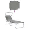 vidaXL Sun Lounger Folding 2-person 2 pcs Grey 58 x 188 x 77cm Fabric