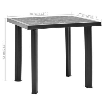 vidaXL Garden Table Anthracite 80x75x72 cm Plastic