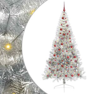 vidaXL Artificial Pre-lit Christmas Tree Silver 210 cm PET