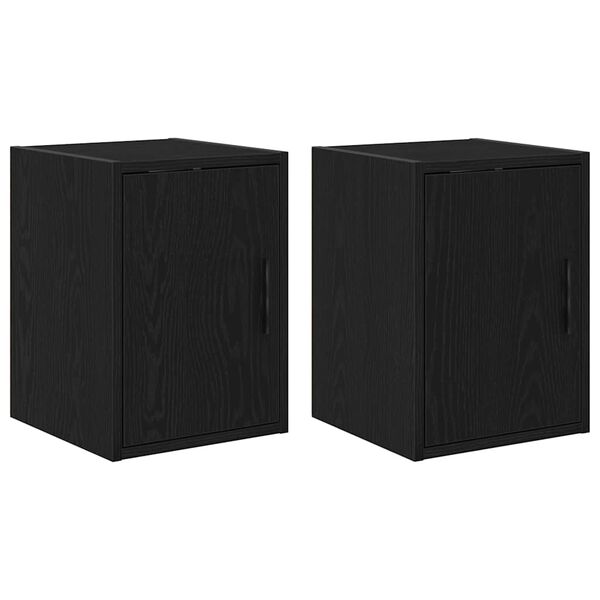 vidaXL Garage Wall Cabinets 2 pcs Black Engineered Wood
