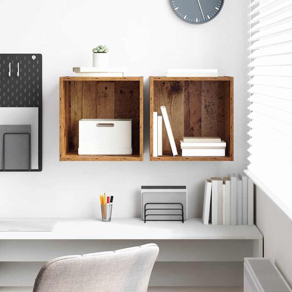 vidaXL Wall Cabinet 2 pcs Old Wood 37 x 37 x 37 cm Engineered Wood