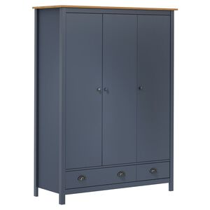 vidaXL Wardrobe | Grey and Honey Brown | Solid Pine Wood | Standard | Wardrobe