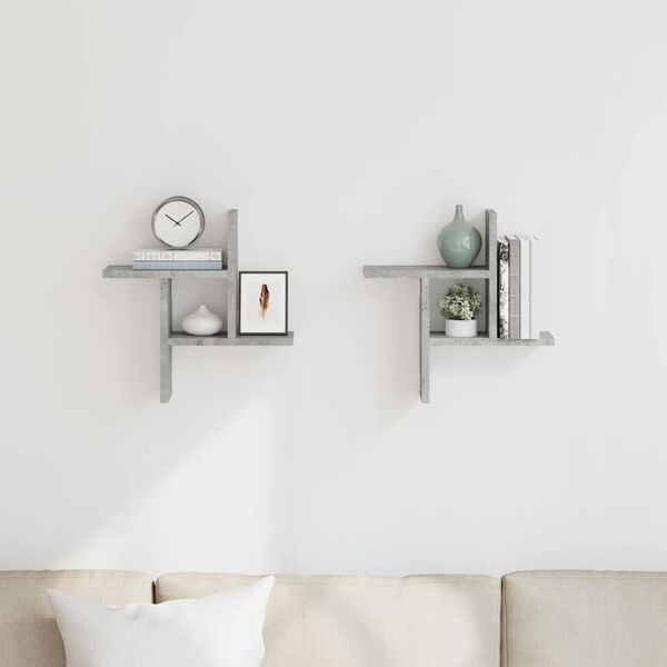 vidaXL Wall Shelves 2 pcs Concrete Grey 38x12x38 cm Engineered Wood