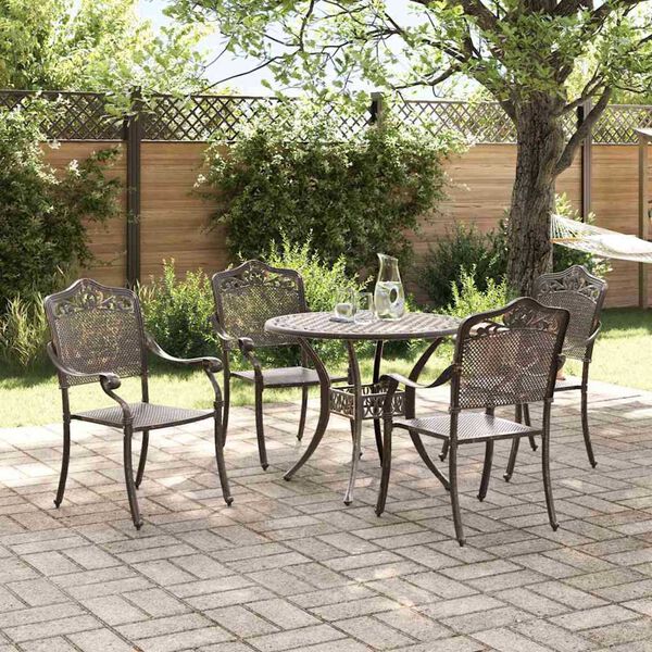 vidaXL Garden Dining Set 5 pcs Bronze 90 x 90 x 75 cm Cast Aluminium