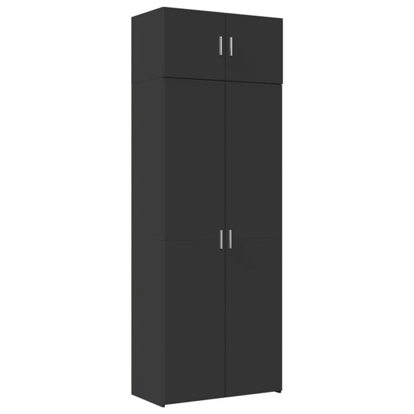 vidaXL Storage Cabinet Black 80x42.5x225 cm Engineered Wood