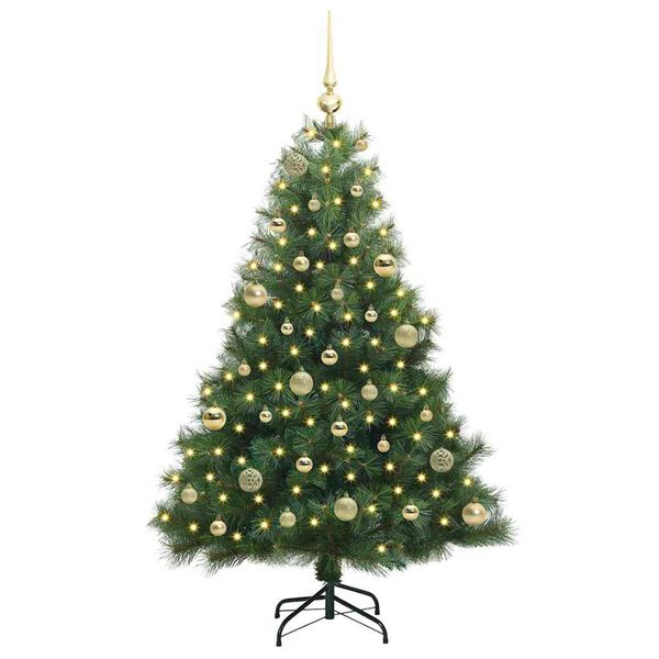 vidaXL Artificial Christmas Tree with 150 LEDs Green 150 cm PE and PVC