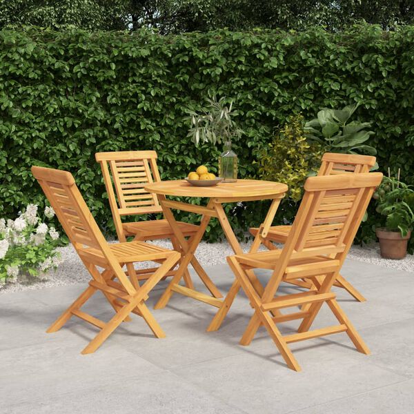 vidaXL 5 Piece Garden Dining Set Solid Wood Teak