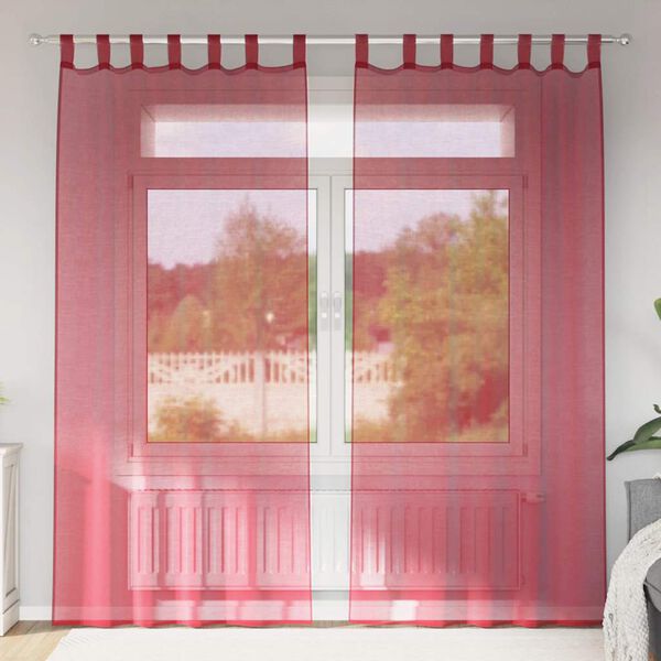 vidaXL Voile Curtains with Loops 2 pcs Wine Red 140x225 cm