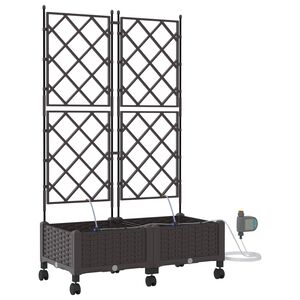 vidaXL Garden Planter with Irrigation&Wheels 2 pcs Brown PP