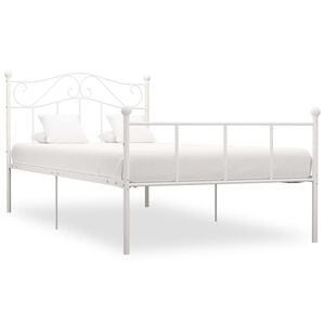 vidaXL Bed Frame | White | Metal | Single | Durable | Bed Frame | Rectangular
