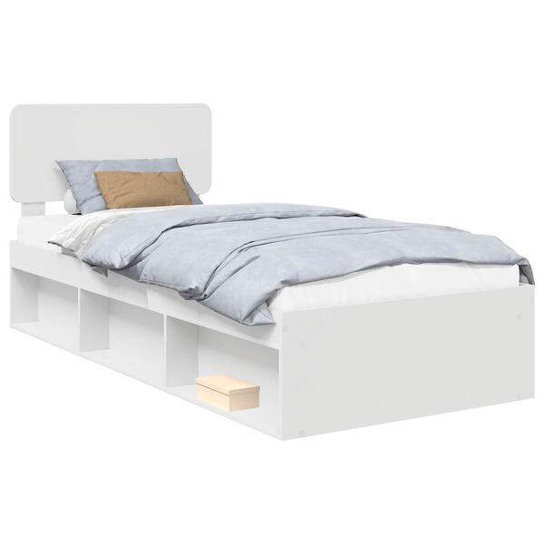 vidaXL Bed Frame with Headboard White 100 x 200 cm Solid Pine Wood