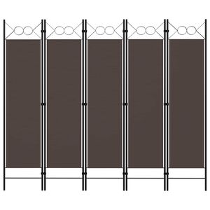 vidaXL 5-Panel Room Divider Brown 200x180 cm