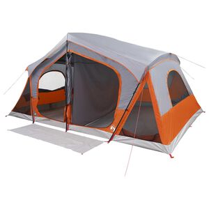 vidaXL Cabin Tent Grey and Orange 10-Person Polyester and Steel