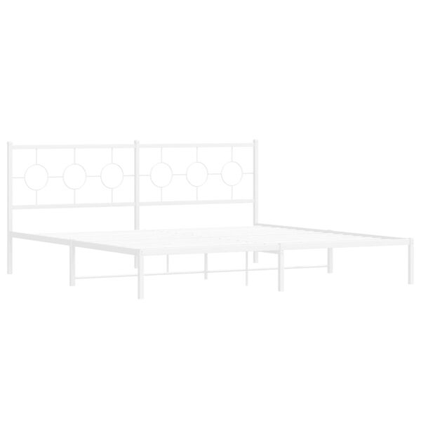 vidaXL Metal Bed Frame without Mattress with Headboard White 193x203cm