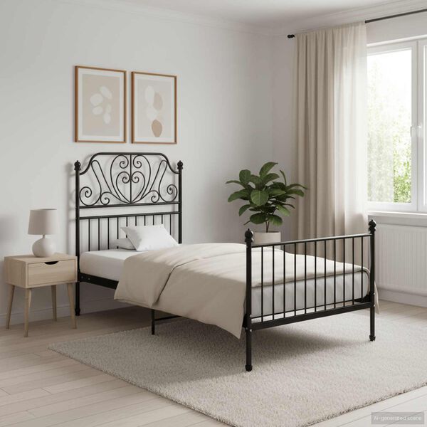 vidaXL Bed Frame without Mattress Black Metal 100x200 cm