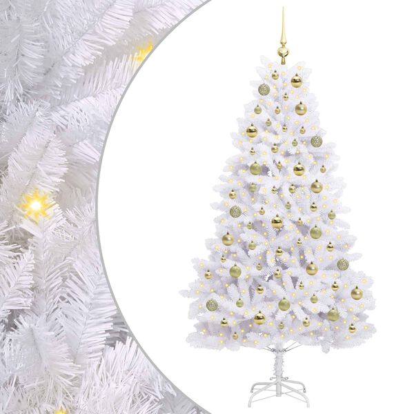 vidaXL Artificial Hinged Christmas Tree White 180 cm PVC and Steel