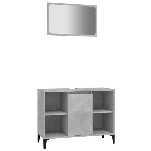 vidaXL 2 Piece Bathroom Furniture Set Concrete Grey Engineered Wood