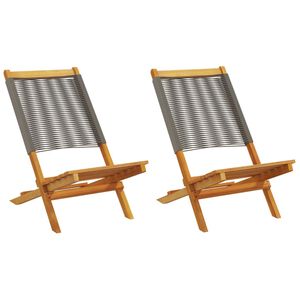vidaXL Garden Chairs 2 pcs Grey Solid Wood Acacia and Polypropylene