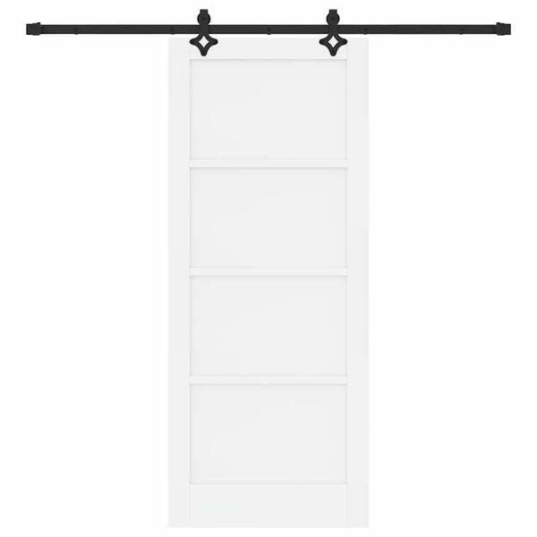 vidaXL Sliding Door White and Black 83 x 202 cm Solid Pine Wood