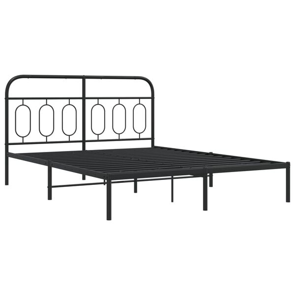 vidaXL Metal Bed Frame without Mattress with Headboard Black 140x190cm