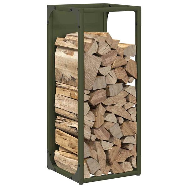 vidaXL Firewood Rack Olive Green 25x25x60 cm Cold-rolled steel