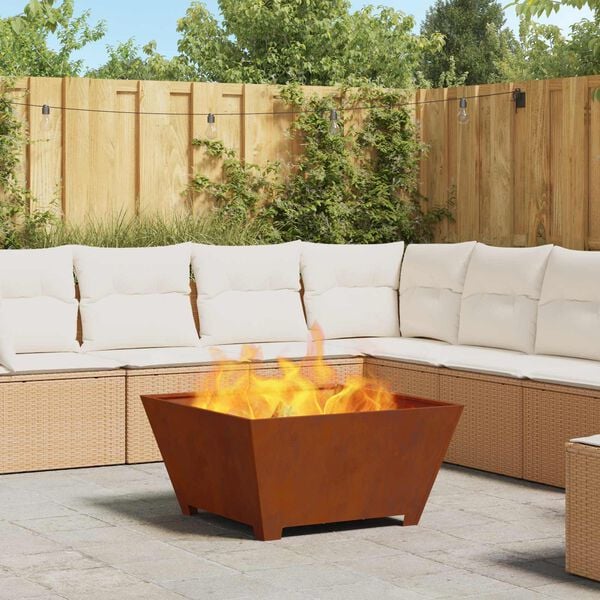 vidaXL Fire Pit Brown 80 x 80 x 40 cm Weathering Steel