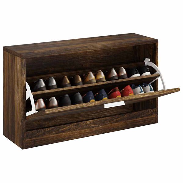 vidaXL Shoe Bench Smoked Oak 80x24x45 cm Engineered Wood