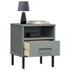 vidaXL Bedside Cabinet with Metal Legs Grey Solid Wood Pine OSLO