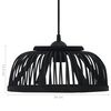 vidaXL Pendant Lamp Black Bamboo 40 W 34x14.5 cm Semicircle E27