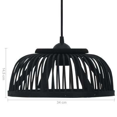 vidaXL Pendant Lamp Black Bamboo 40 W 34x14.5 cm Semicircle E27
