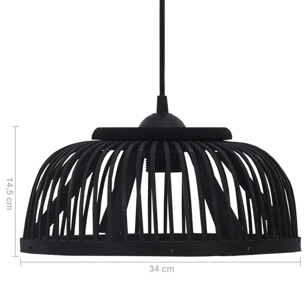 vidaXL Pendant Lamp Black Bamboo 40 W 34x14.5 cm Semicircle E27