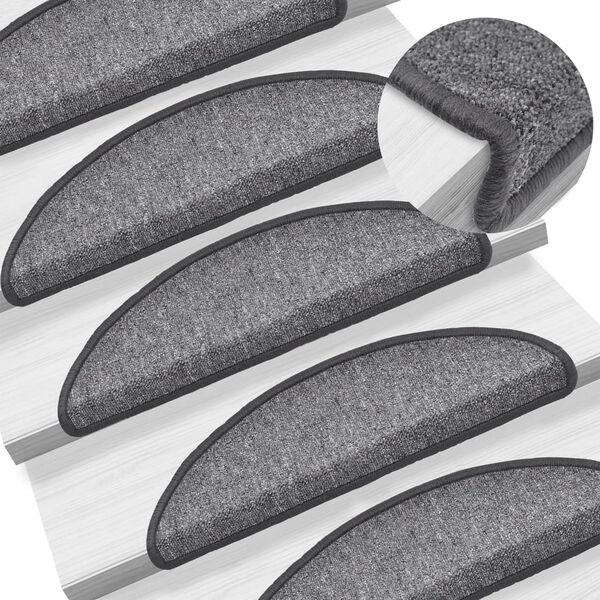 vidaXL Stair Mats 10 pcs 56x17x3 cm Dark Grey Half Round
