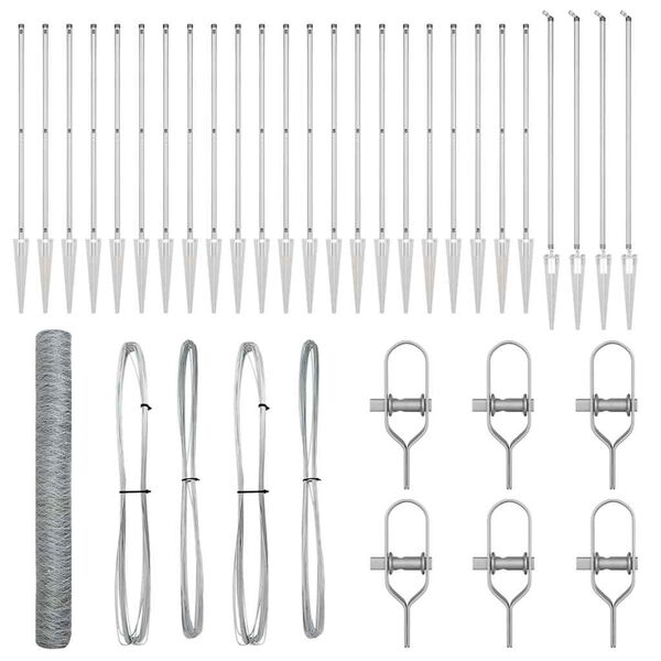 vidaXL Fence Post Silver 50 x 1.2 m (50 mm mesh) Steel