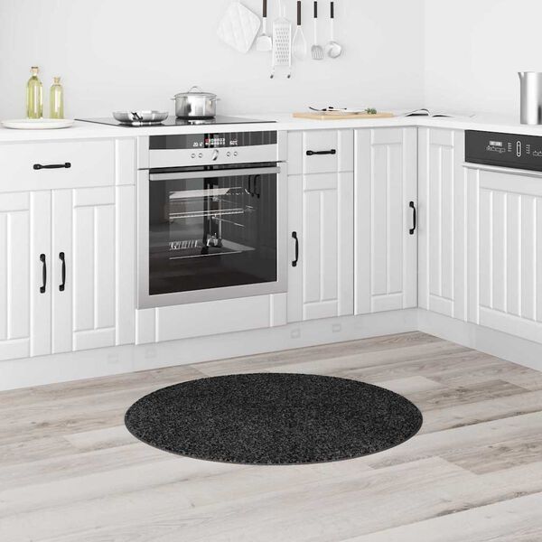 vidaXL Anti-slip Shaggy Rug Dark Grey 90 x 90 cm PP