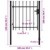 vidaXL Fence Gate Single Door with Spike Top Steel 1x1 m Black