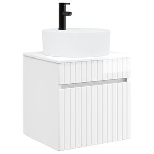 vidaXL Wall-mounted Sink Vanity High Gloss White 49 x 44.5 x 65 cm