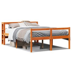vidaXL Bed Frame with Headboard without Mattress Wax Brown 120x190 cm Small Double