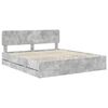 vidaXL Bed Frame with Drawer Concrete Grey 200 x 200 cm Engineer Wood