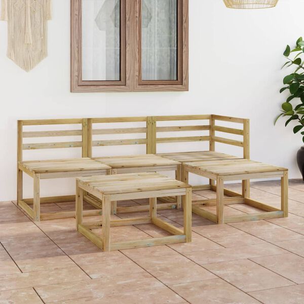 vidaXL 5 Piece Garden Lounge Set Green Impregnated Pinewood