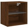 vidaXL Bedside Cabinets with LED Lights Wall-mounted 2 pcs Brown Oak